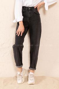 Modalamelif Yüksek Bel Çift Cepli Kot Pantolon Gri