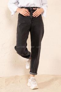 Modalamelif Yüksek Bel Çift Cepli Kot Pantolon Gri