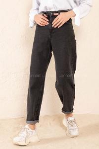 Modalamelif Yüksek Bel Çift Cepli Kot Pantolon Gri