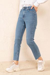 Modalamelif Yüksek Bel Mom Fit Jean Açık Mavi