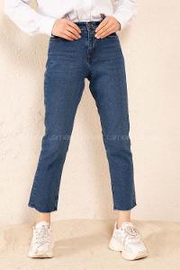Modalamelif Yüksek Bel Mom Fit Jean Koyu Mavi