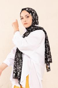 Modalamelif Siyah Beyaz Koleksiyon Yaprak Desen