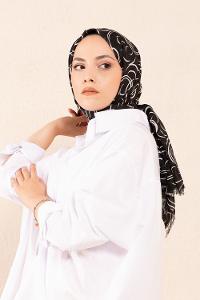 Modalamelif Siyah Beyaz Koleksiyon Yarım Ay Desen