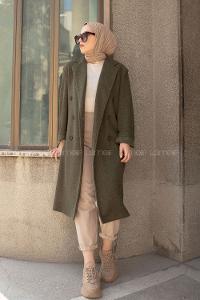 Modalamelif Kuşak Bağlamalı Uzun Kaban Haki