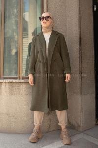 Modalamelif Kuşak Bağlamalı Uzun Kaban Haki