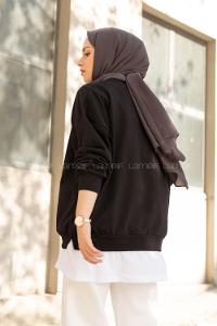 Modalamelif Make Me Happy Baskılı Sweatshirt Siyah