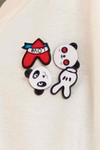 Black White Iron Brooch