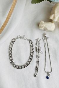 Modalamelif 3lü Nazar Boncuk Detay Gümüş Bileklik