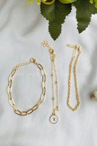 Modalamelif Gold Göz 3lü Bileklik
