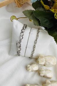 ModalemelModalamelifKilit Detay 3lü Gümüş Bileklik