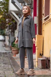 Modalamelif Çift Cepkli Oduncu İkili Takım Antrasit