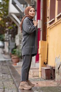 Modalamelif Çift Cepkli Oduncu İkili Takım Antrasit