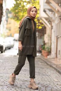 Modalamelif Çift Cepli Oduncu İkili Takım Haki