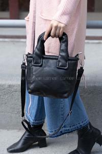 Modalamelif Deri Görünümlü Düz Renk Çanta Siyah