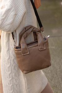 Modalamelif Deri Görünümlü Düz Renk Çanta Soft Kahve