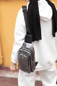 Modalamelif Gri Yıkama Body Bag Çanta