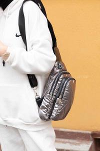 Modalamelif Gri Yıkama Body Bag Çanta