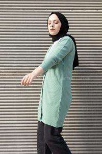 Modalamelif Önü Düğmeli Hırka Su Yeşili