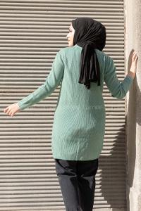 Modalamelif Önü Düğmeli Hırka Su Yeşili