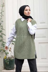 Modalamelif Selanik Örgü Triko Süveter Çağla Yeşili