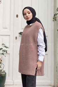 Modalamelif Selanik Örgü Triko Süveter Gül Kurusu