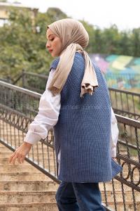Modalamelif Selanik Örgü Triko Süveter İndigo