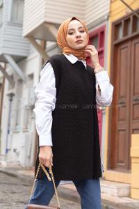 Modalamelif Selanik Örgü Triko Süveter Siyah