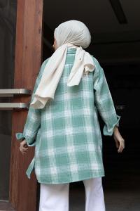 Modalamelif Tek Cepli Ekose Oduncu Gömlek Çağla