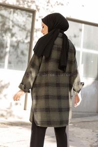 Modalamelif Tek Cepli Ekose Oduncu Gömlek Haki