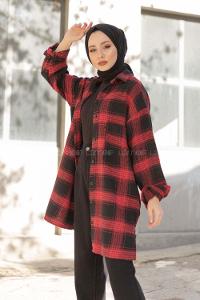 Modalamelif Tek Cepli Ekose Oduncu Gömlek Kırmızı Siyah