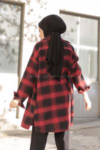 Modalamelif Tek Cepli Ekose Oduncu Gömlek Kırmızı Siyah