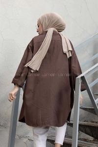 Bitter Brown Shirt Collar Long Arm Cotton Unprinted Shirt