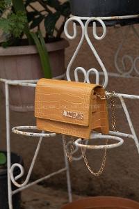 Modalamelif Zincir Askılı  Desen Çanta Hardal Sarısı