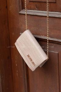 Modalamelif Zincir Askılı  Desen Çanta Vizonrengi