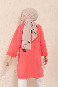 Modalamelif Düz Renk Fakir Kol Sweatshirt Şeker Pembesi