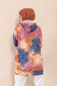 Modalamelif Kapşonlu Batik Desen Sweatshirt Mor