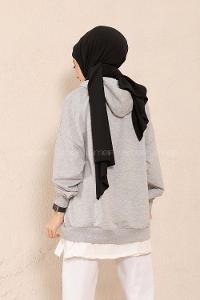 Modalamelif Kuşgözlü Etek Garnili Tunik Gri