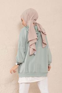 Modalamelif Kuşgözlü Etek Garnili Tunik Mint Yeşili