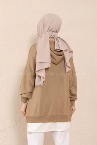 Modalamelif Kuşgözlü Etek Garnili Tunik Yağ Yeşili