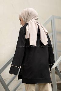 Modalamelif Ara Biyeli Kapşonlu Sweatshirt Siyah