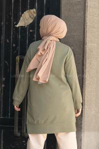 Modalamelif Happy Friday Baskılı Sweatshirt Haki