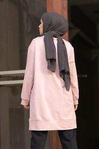 Modalamelif Happy Friday Baskılı Sweatshirt Pudra