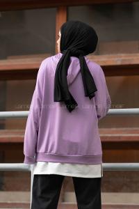 Modalamelif Kuşgözlü Etek Garnili Tunik Lila