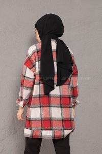 Modalamelif Çift Cepli Ekose Desen Oduncu Gömlek Kırmızı