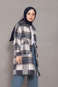 Modalamelif Çift Cepli Ekose Desen Oduncu Gömlek Lacivert