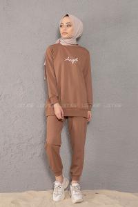 Modalamelif Angel Baskılı İkili Eşofman Takım Kahve