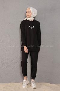 Modalamelif Angel Baskılı İkili Eşofman Takım Siyah