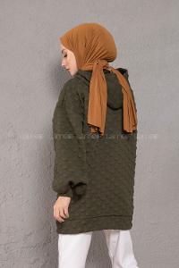 Modalamelif Balon Kol Jakarlı Sweatshirt Haki
