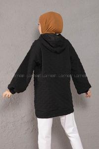 Modalamelif Balon Kol Jakarlı Sweatshirt Siyah