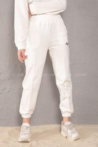 Modalamelif Beli Lastikli Angel Nakışlı Eşofman Beyaz